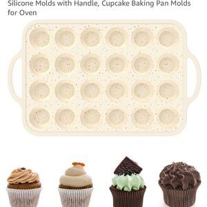 Non-Stick Silicone Cupcake Baking Pan - Cream